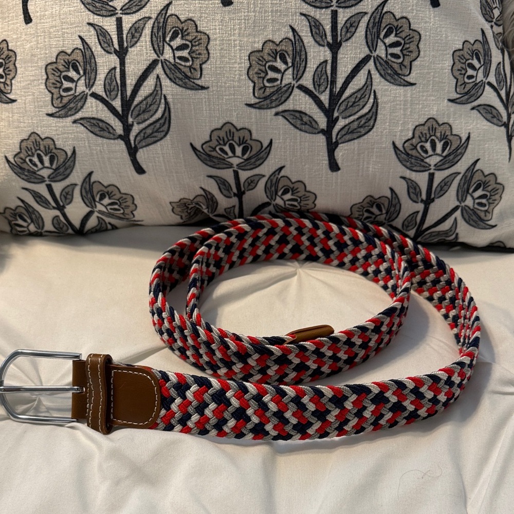 Men's Woven Elastic Belt - Red, Navy & Gray